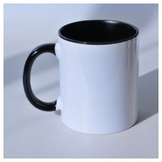 Slika izdelka: Bela skodelica za sublimacijo s črno notranjostjo in ročajem OZ11 - 48kos 